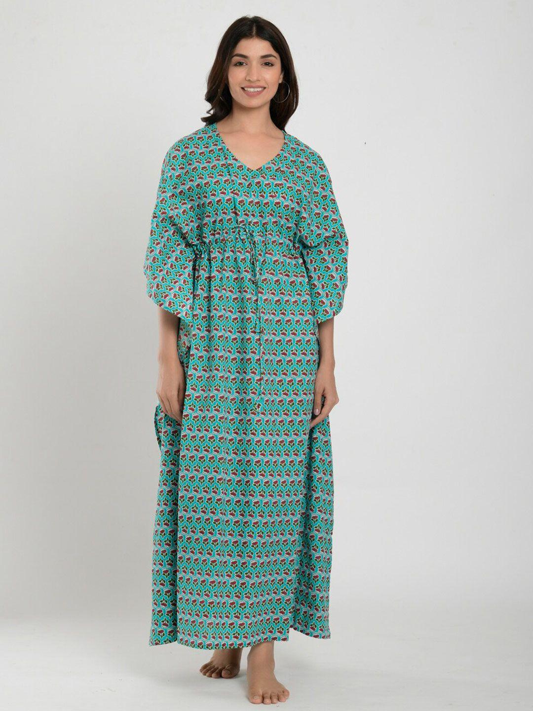 crafiqa printed pure cotton maxi nightdress