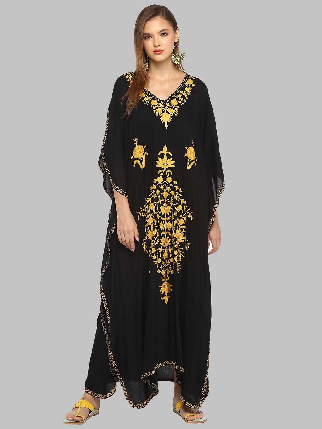 craftbazar ethnic motif embroidered kaftan maxi ethnic dress