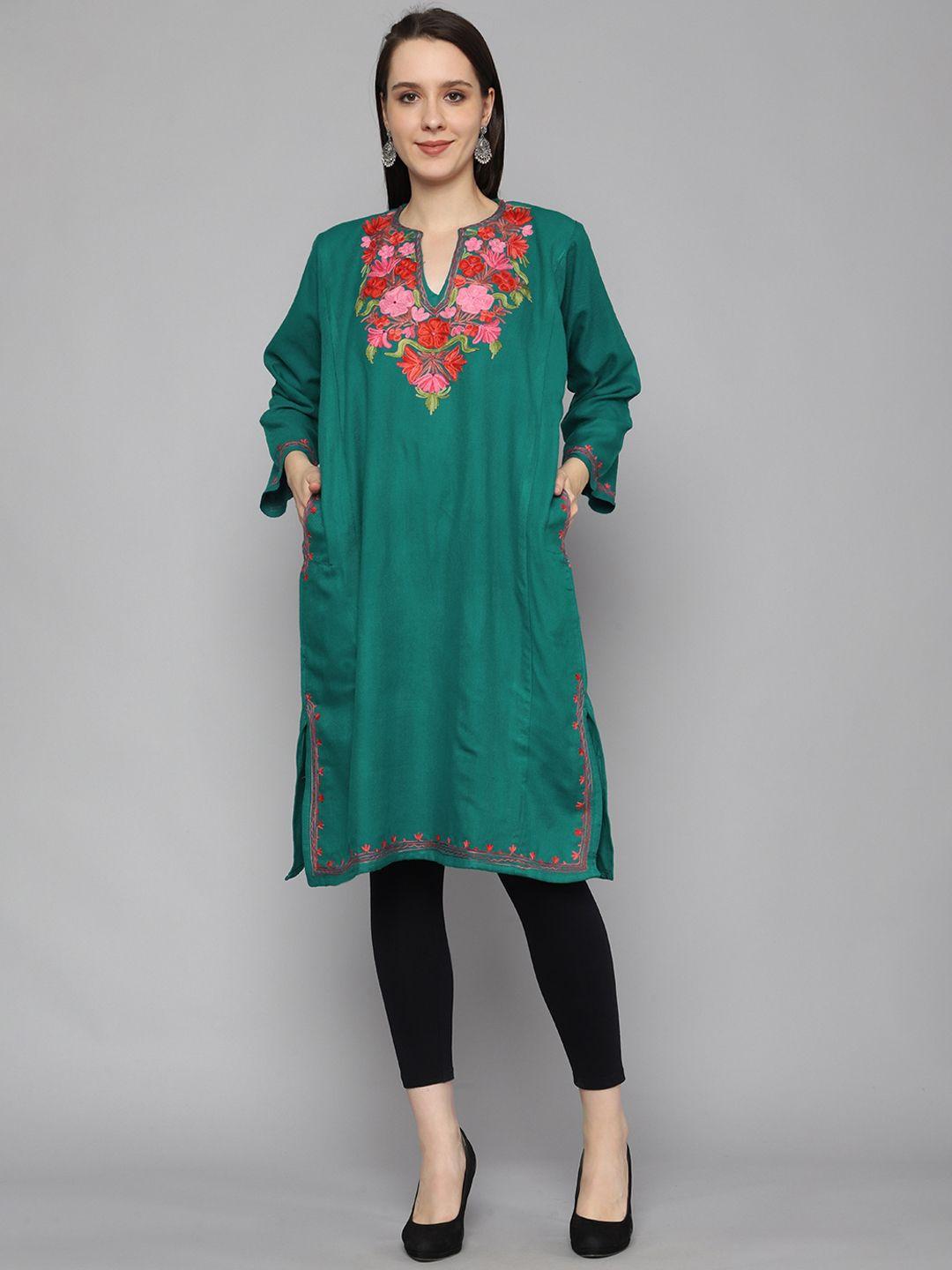 craftbazar ethnic motifs kashmiri embroidered straight kurta