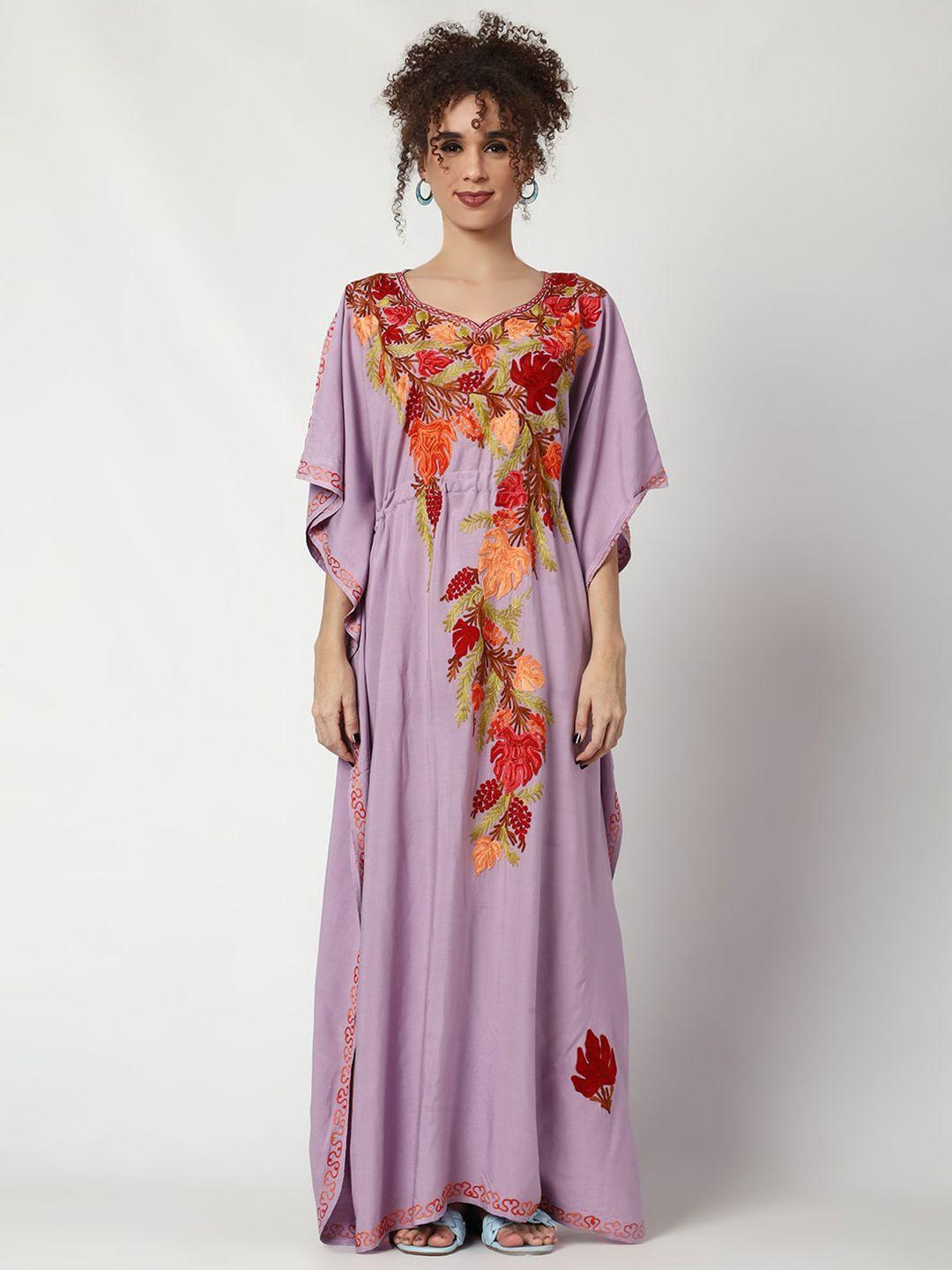 craftbazar floral embroidered kaftan maxi dress