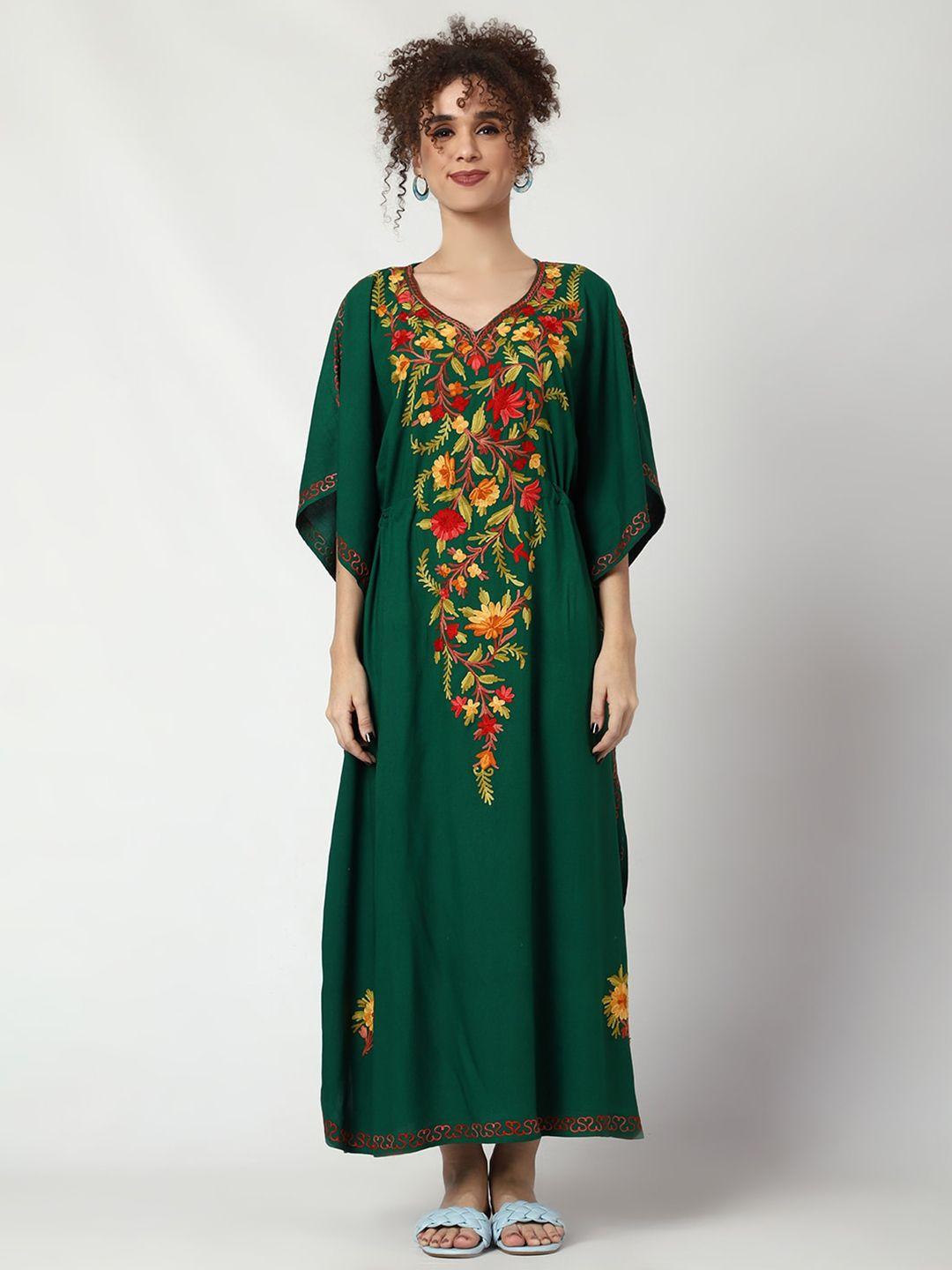 craftbazar floral embroidered kaftan maxi dress