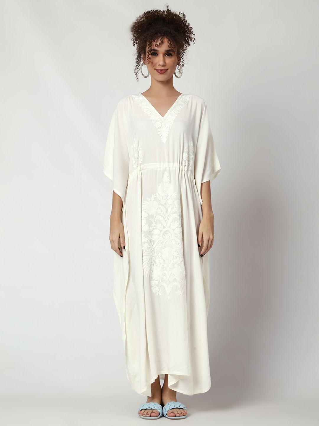 craftbazar floral embroidered kaftan maxi dress