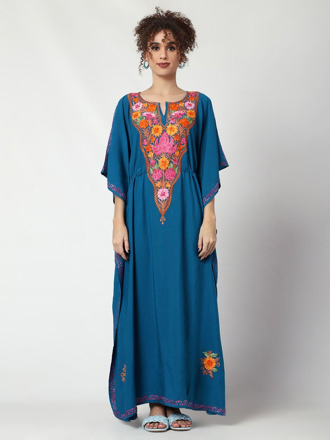 craftbazar floral embroidered kaftan maxi dress