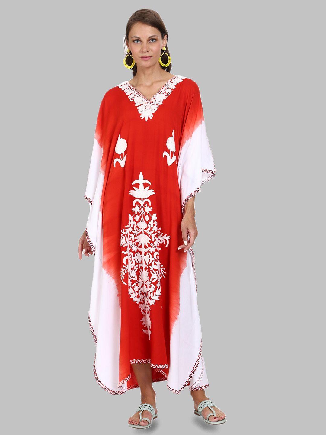 craftbazar floral print cape sleeve kaftan maxi dress