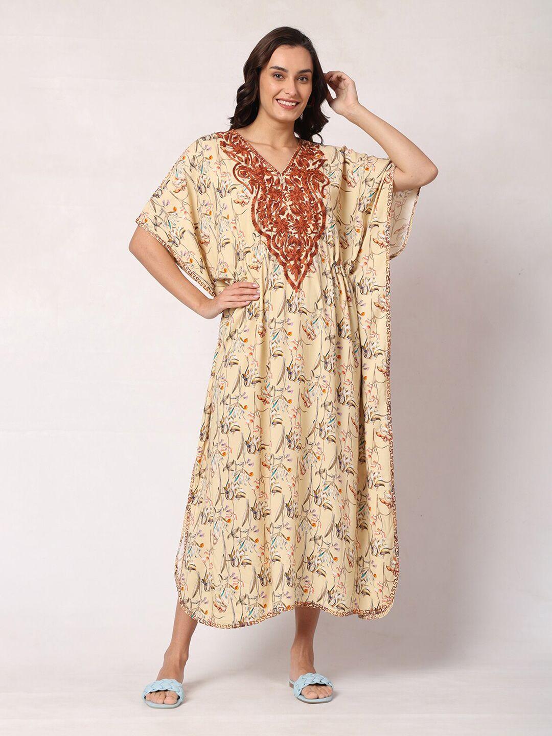 craftbazar floral printed maternity kaftan maxi dress