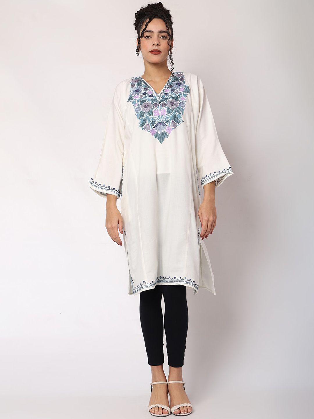 craftbazar floral yoke design v-neck yoke design a-line kurta