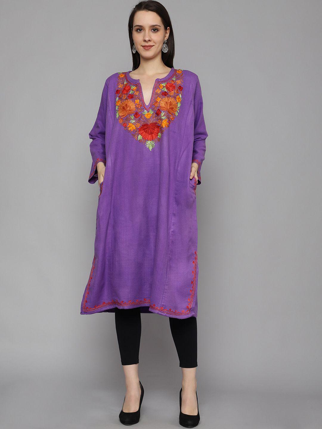 craftbazar floral yoke designed thread work straight kurta