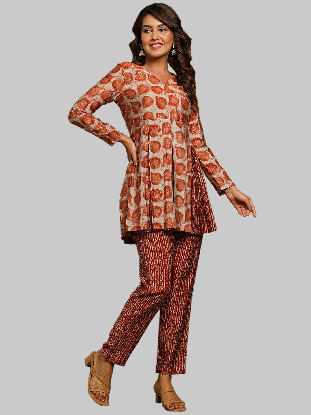 crafted for printed tunic with trousers ethnic co-ords