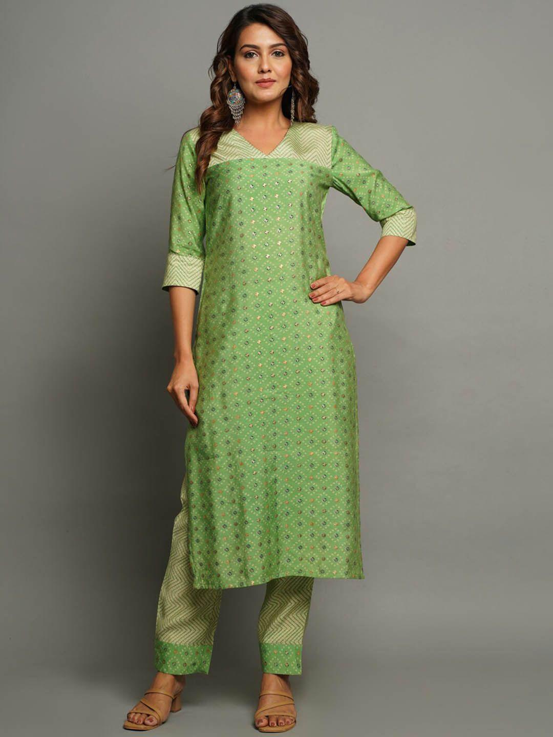 crafted for you gotta patti detail printed kurta with trousers