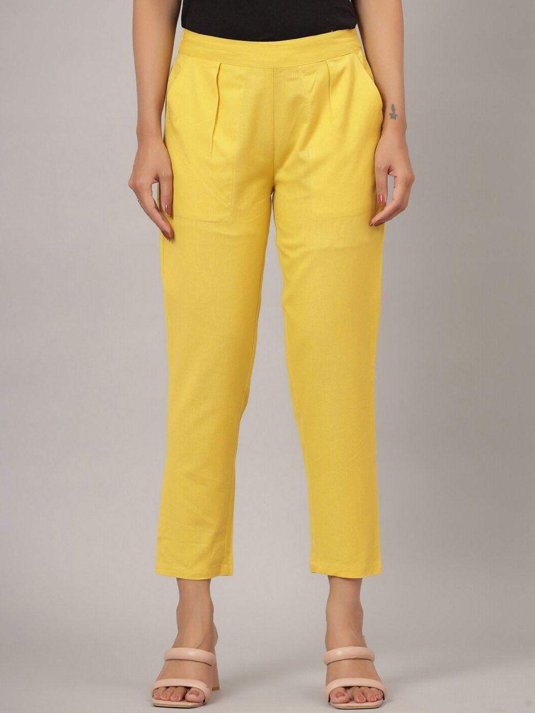 crafted for you women comfort pleated cotton trousers