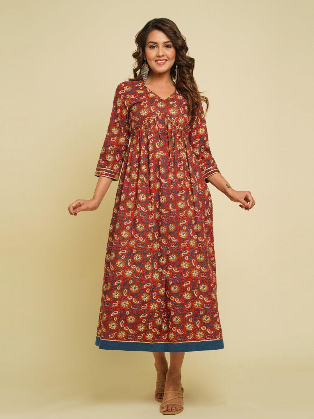 crafted for you women floral printed pure cotton a-line kurta