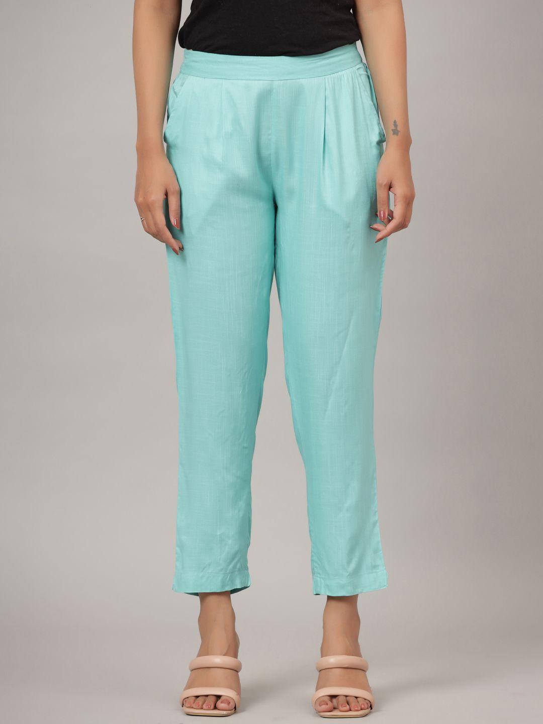 crafted for you women mid-rise comfort pleated trousers