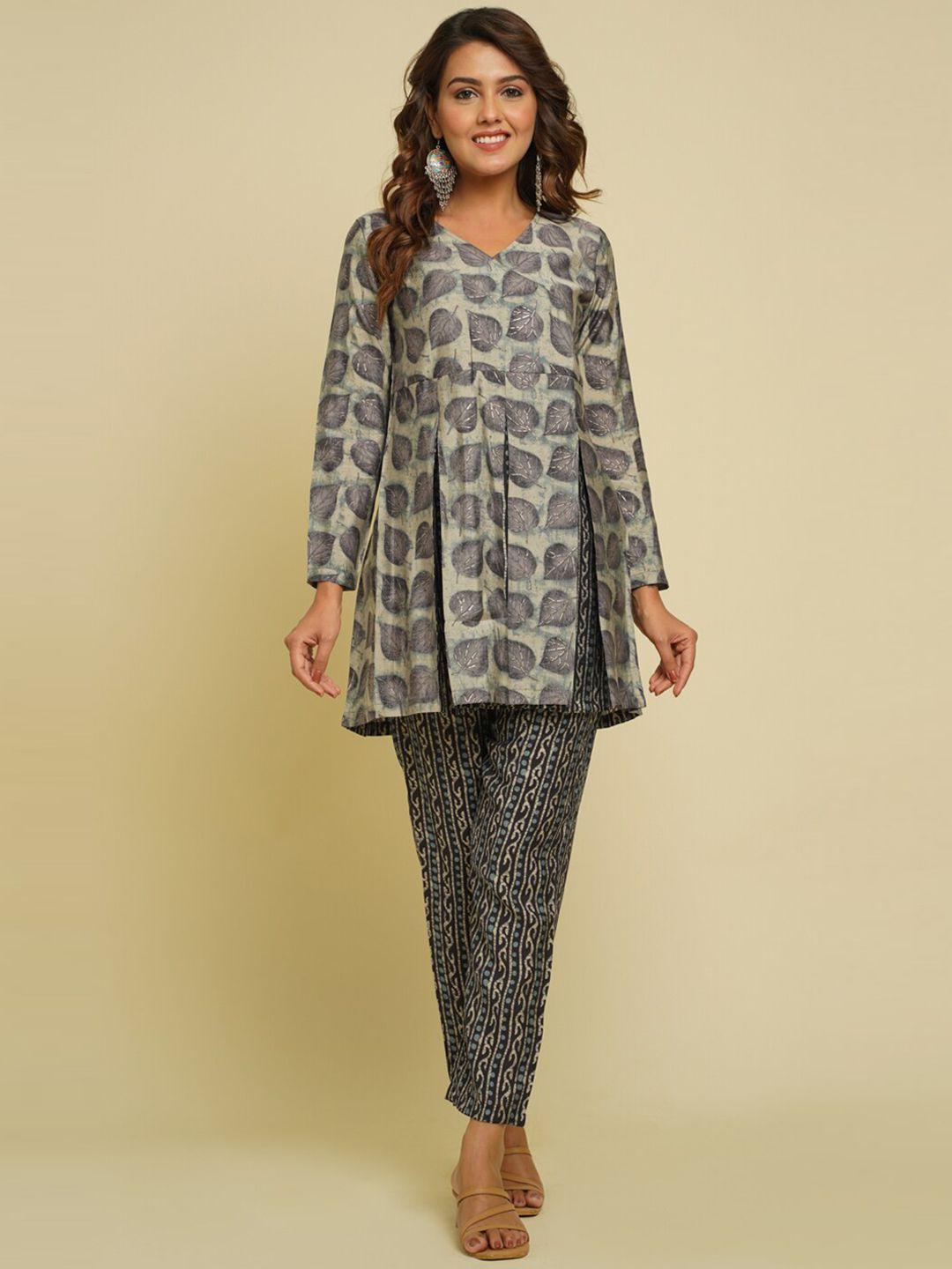 crafted for you women printed top and a trouser