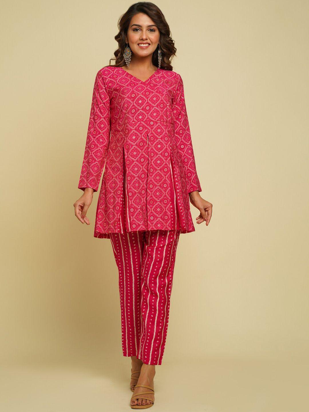 crafted for you women printed tunic with trouser