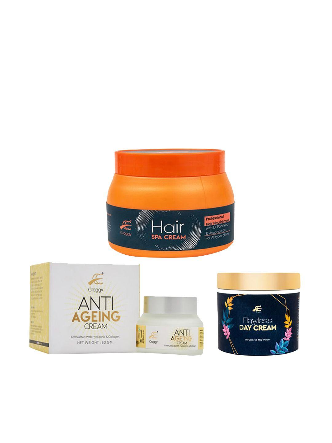 craggy cosmetic set of 3 anti ageing cream hair spa cream & day cream