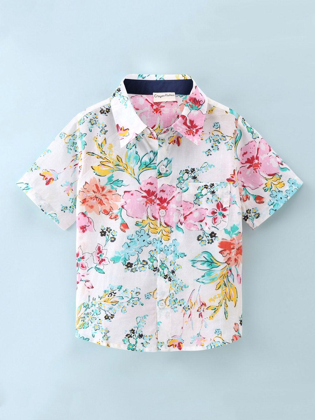 crayonflakes boys floral opaque printed casual shirt