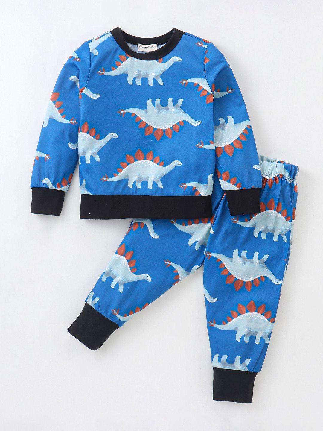 crayonflakes boys printed round neck long sleeve t-shirt with trousers