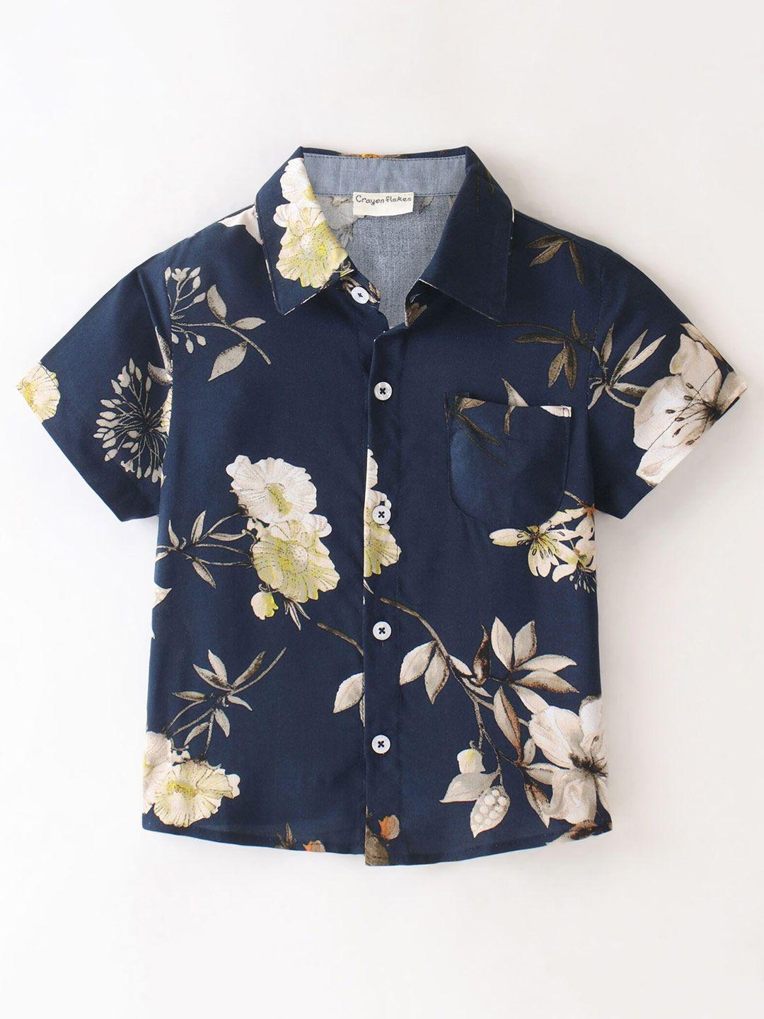 crayonflakes boys floral opaque printed casual shirt