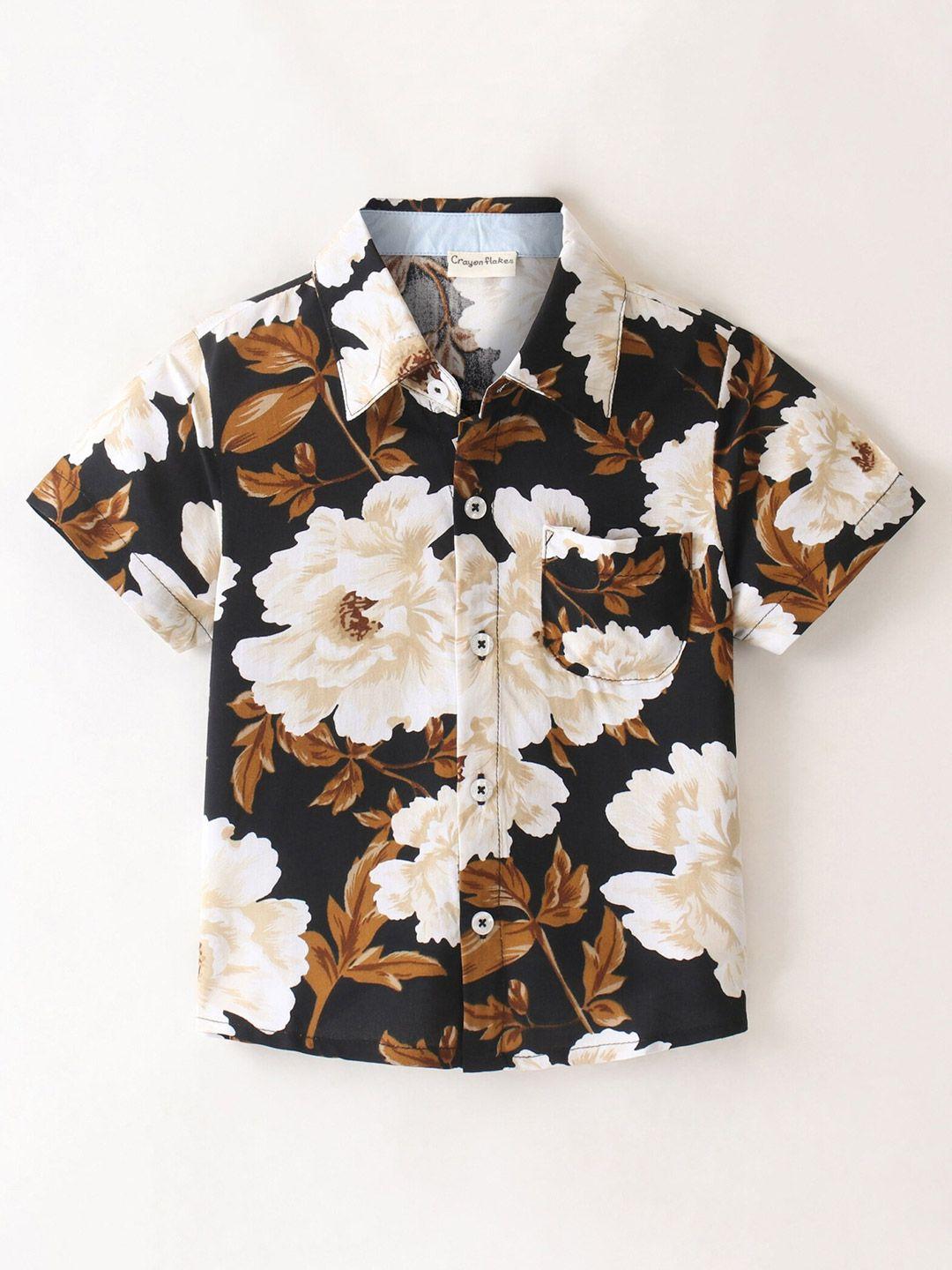 crayonflakes boys floral opaque printed casual shirt