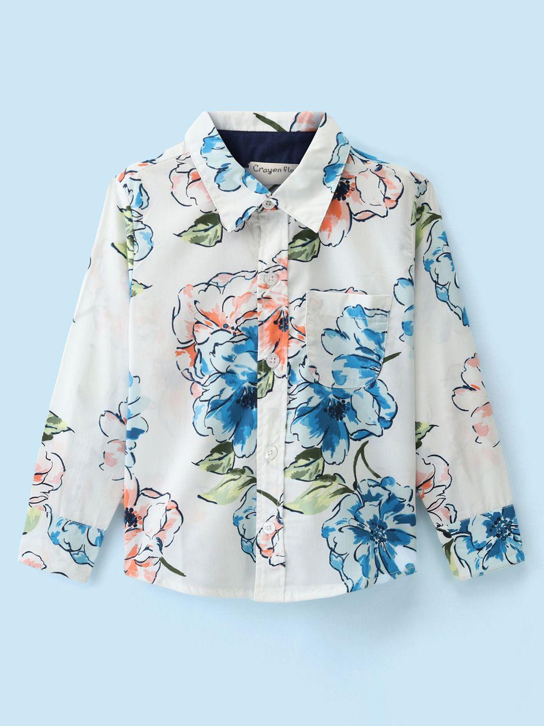 crayonflakes boys floral printed cotton casual shirt