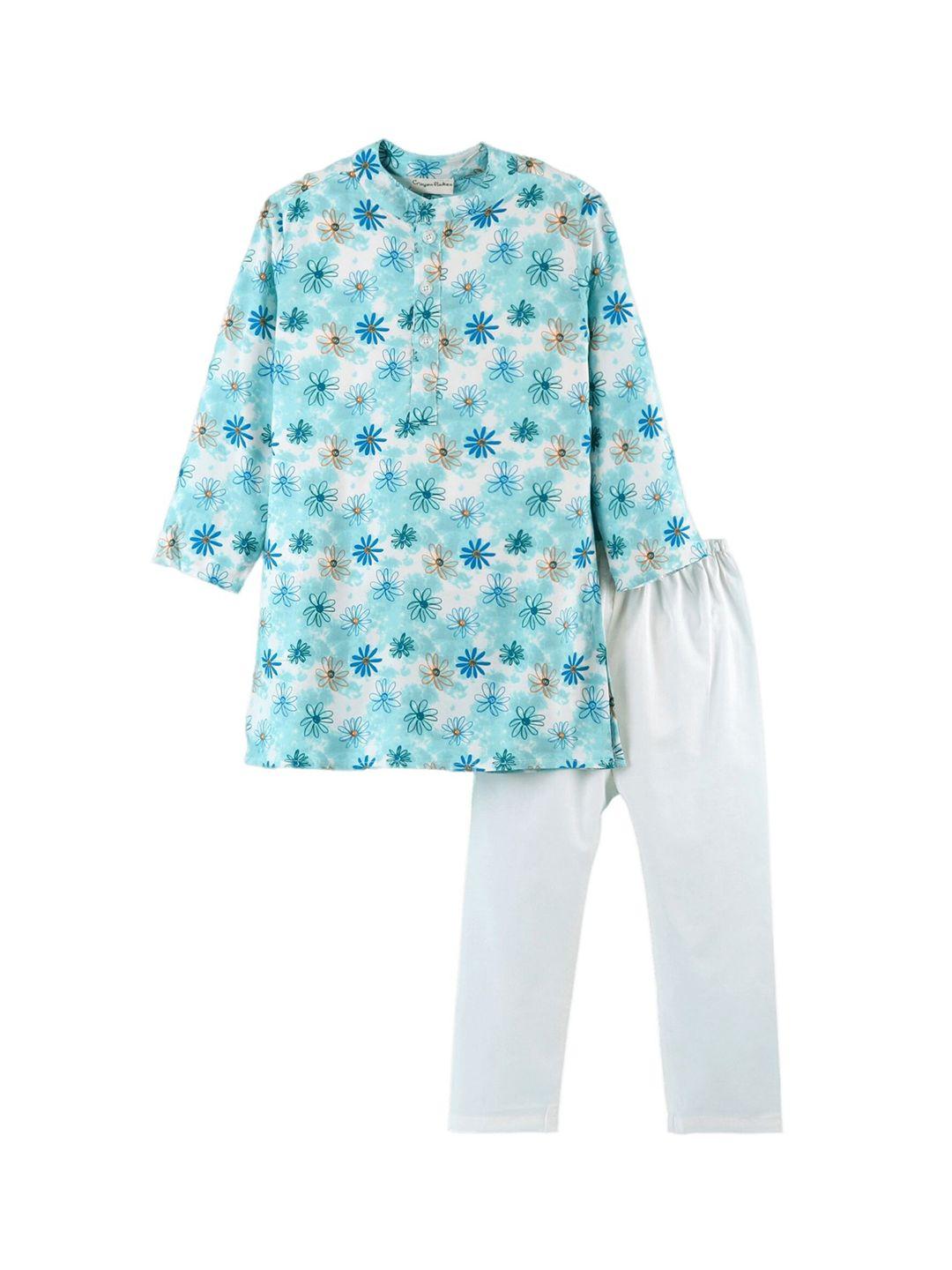 crayonflakes boys floral printed kurta with pyjamas