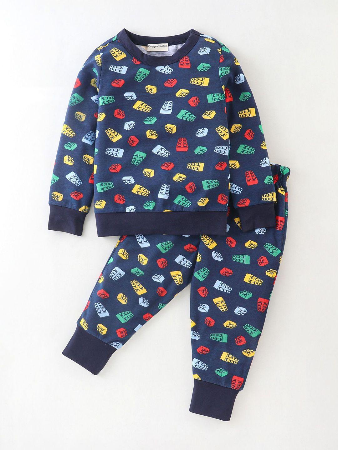 crayonflakes boys printed pure cotton clothing set