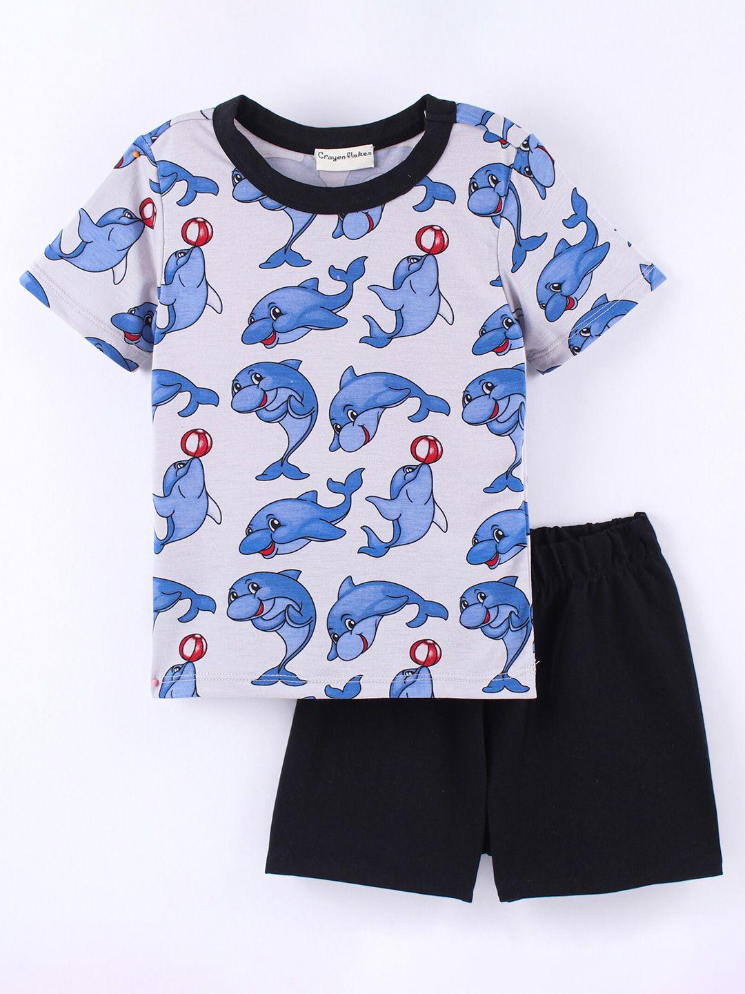 crayonflakes boys printed t-shirt with shorts