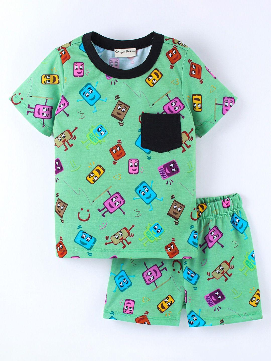 crayonflakes boys printed t-shirt with shorts