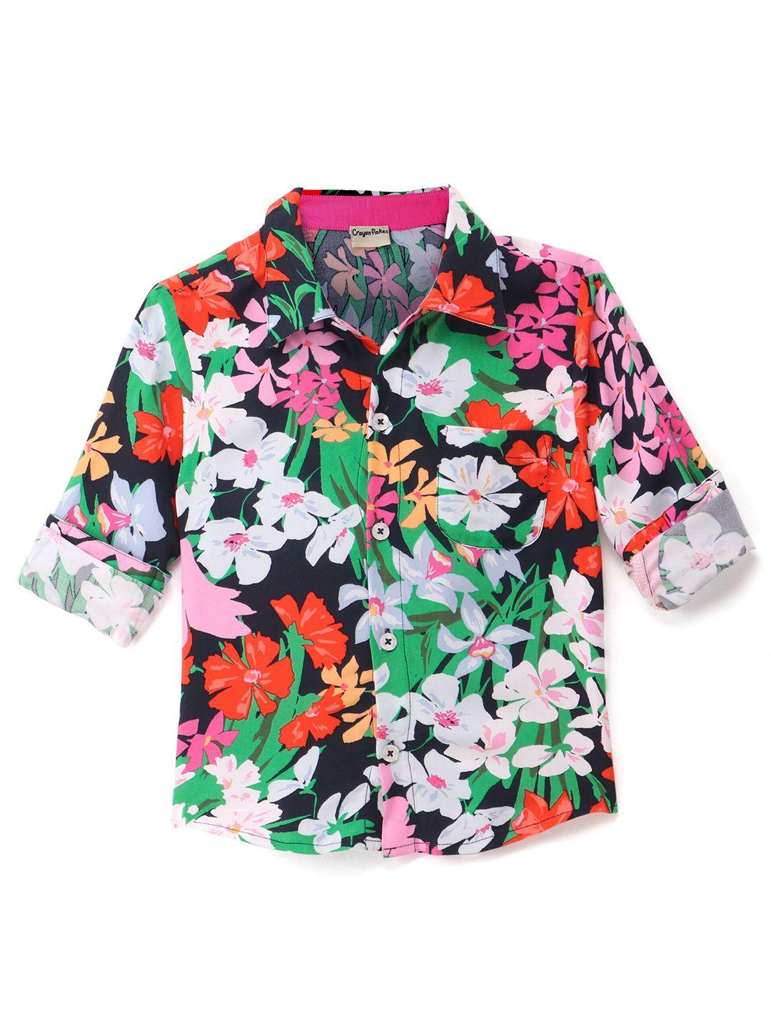 crayonflakes boys tropical printed spread collar shirt