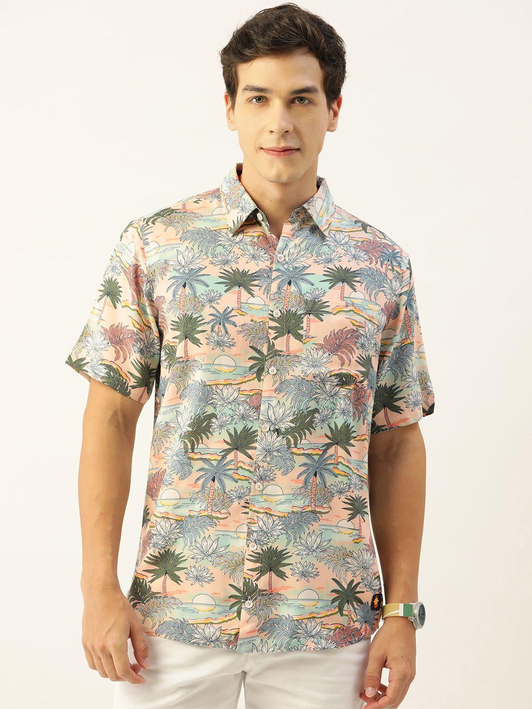 crayonflakes men comfort floral printed casual shirt