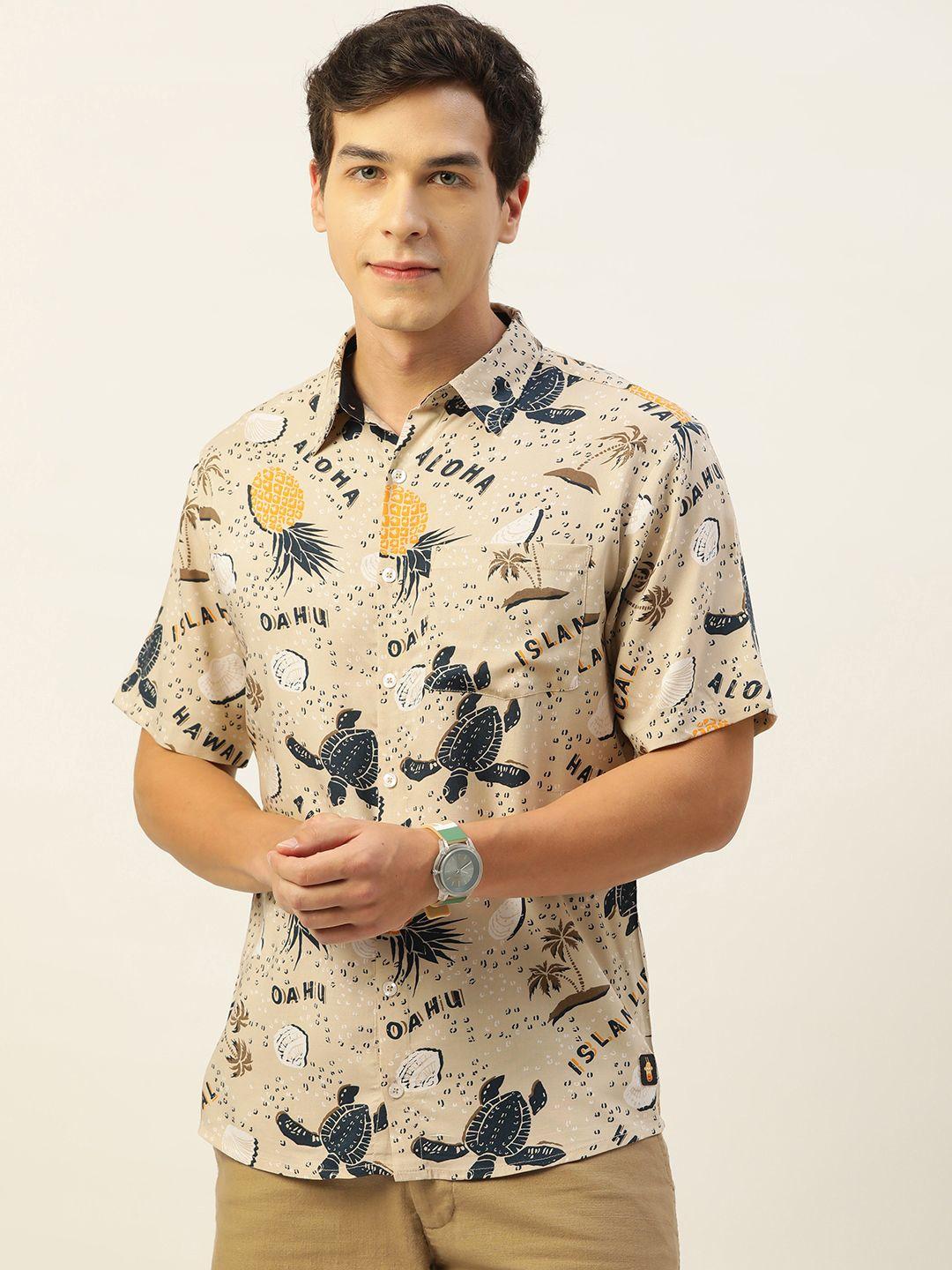 crayonflakes men comfort printed casual shirt