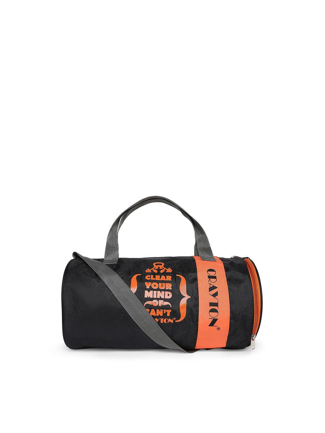 crayton black & orange printed duffel sports or gym bag