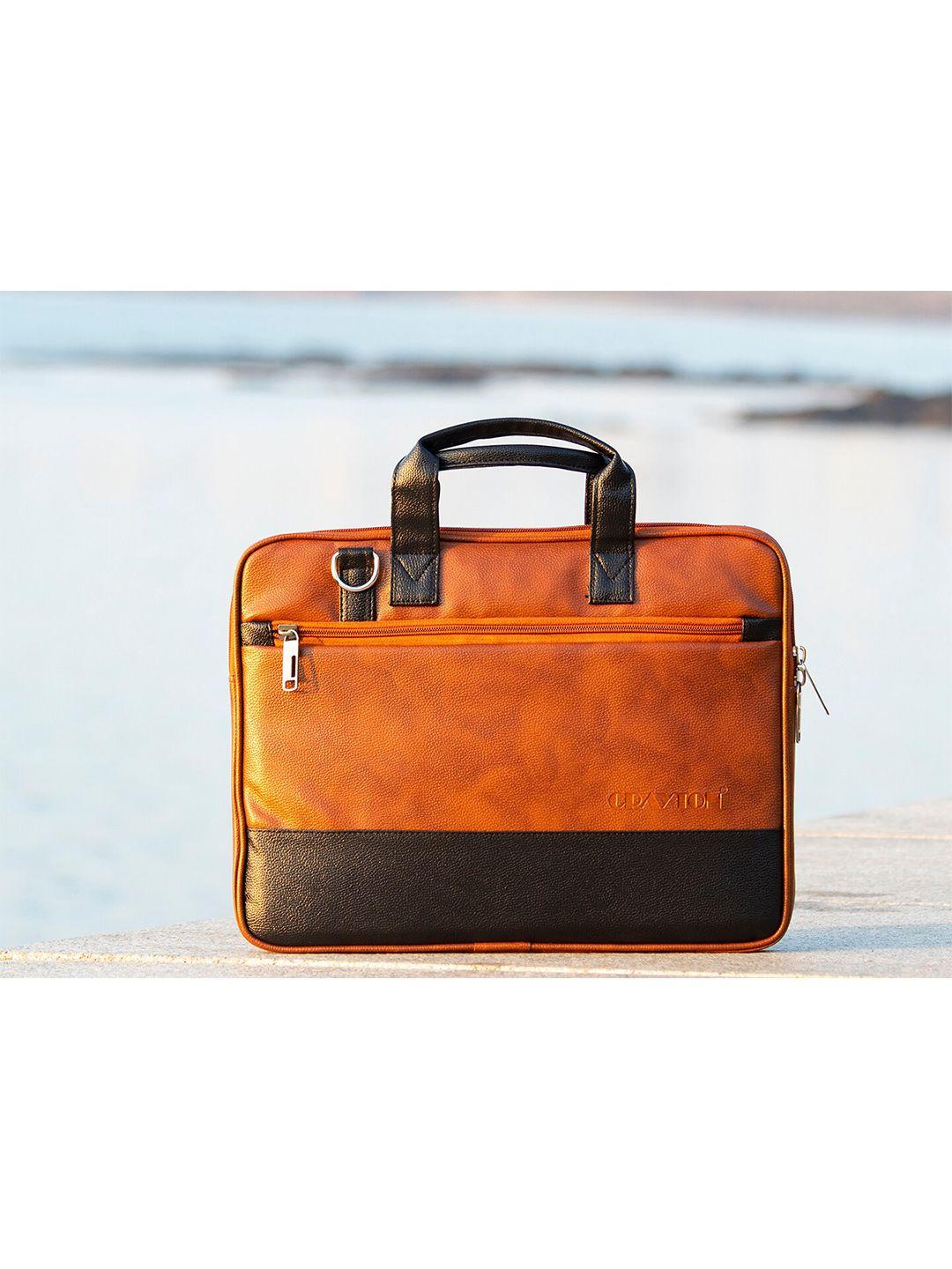 crayton colourblocked vegan leather laptop bag