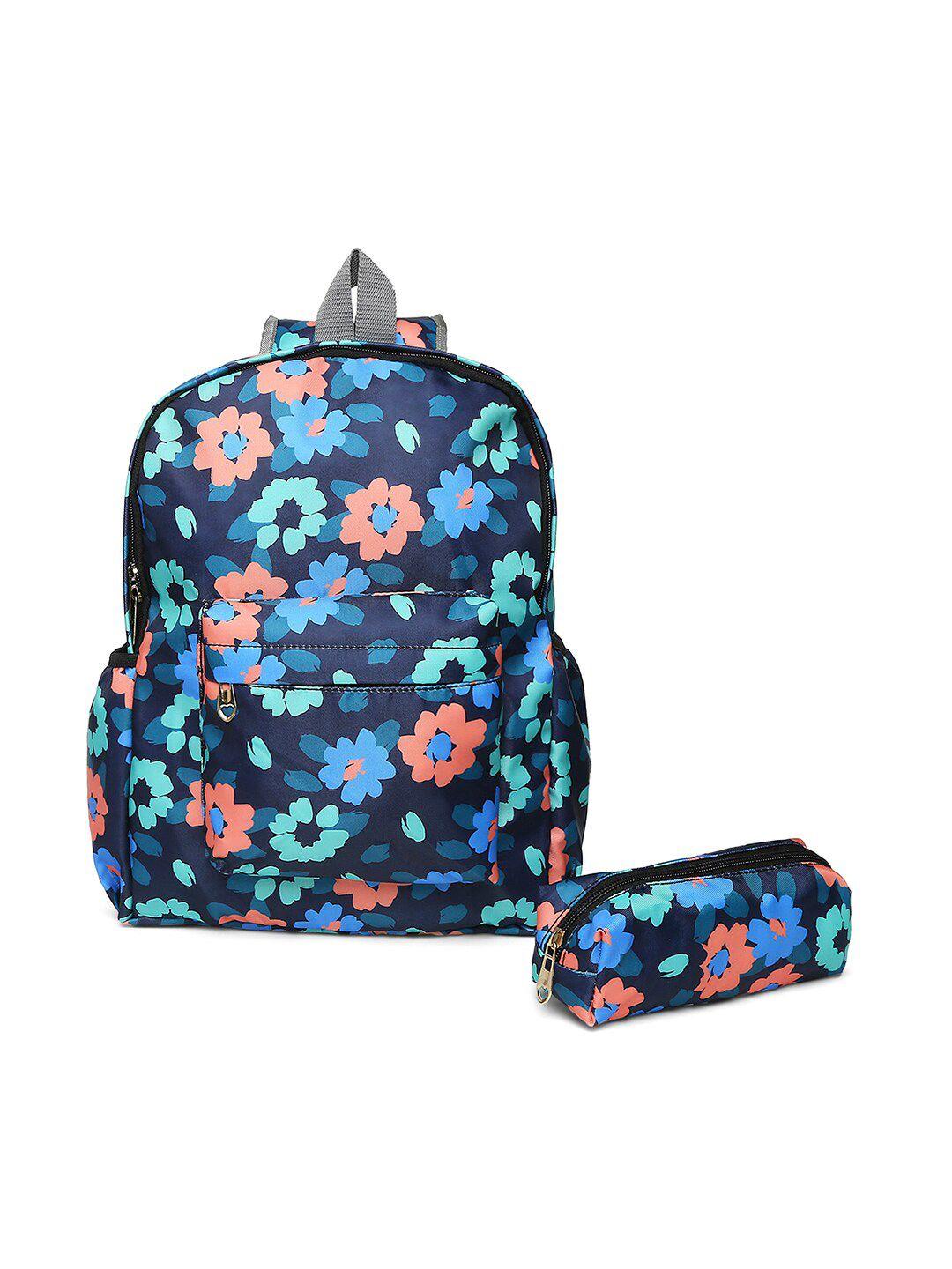 crayton women blue & pink graphic backpack with compression straps