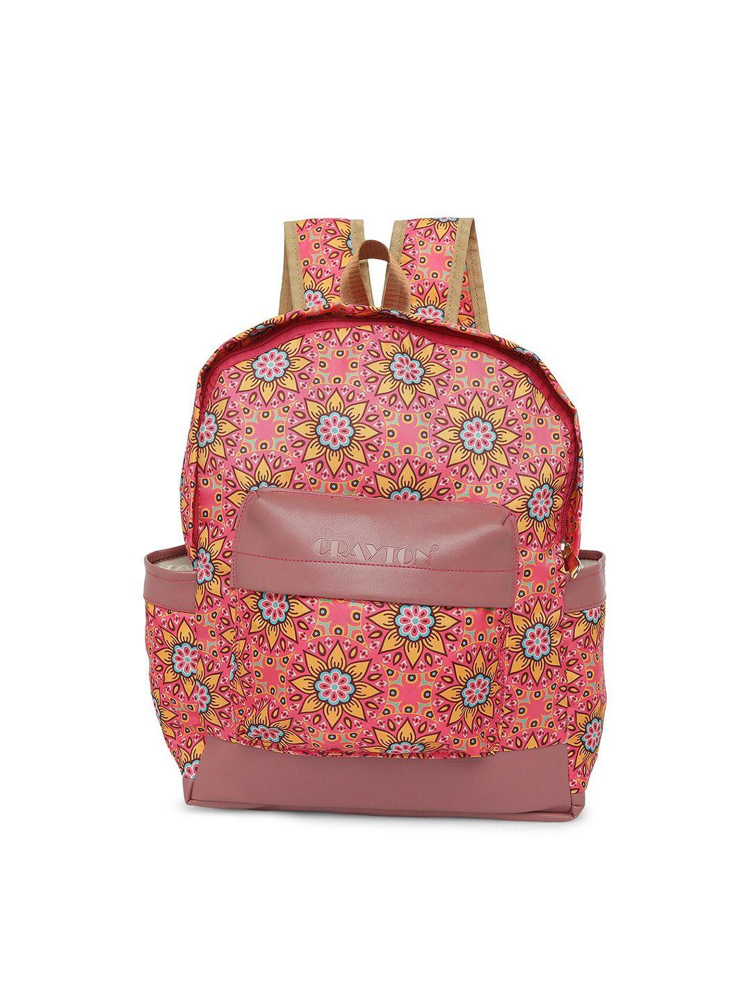 crayton women pink & yellow graphic backpack with compression straps
