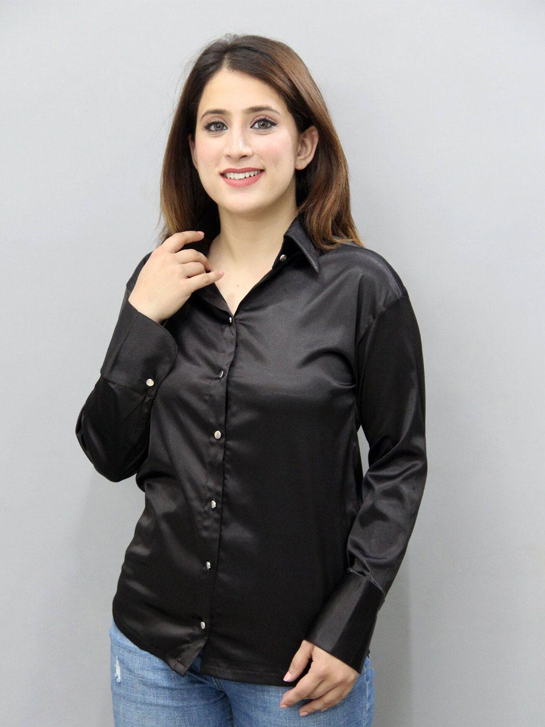 crazevilla women black relaxed opaque casual shirt