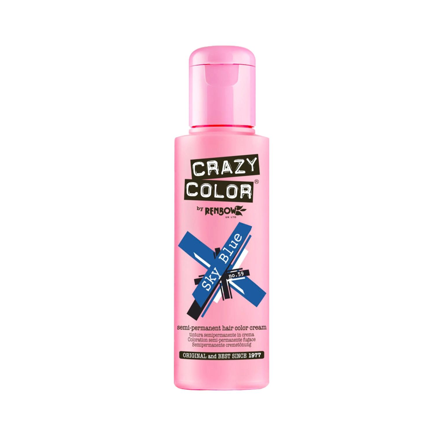 crazy color semi permanent hair color cream - 59 sky blue (100ml)