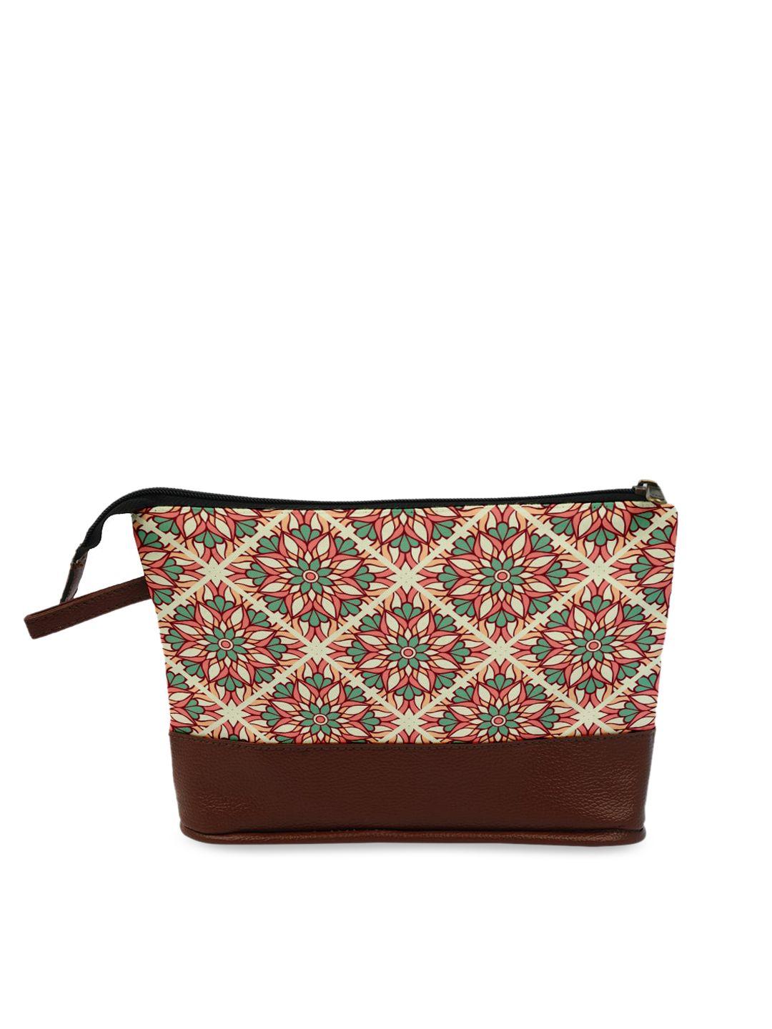 crazy corner brown & green ethnic printed travel pouch