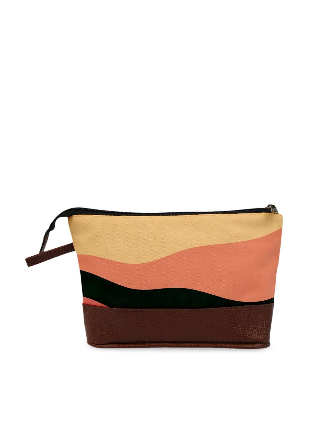 crazy corner brown & yellow printed pu travel pouch