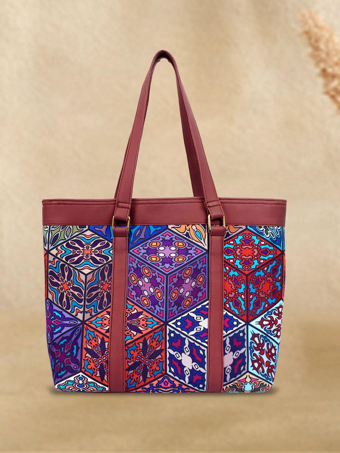 crazy corner ethnic motifs printed pu oversized structured shoulder bag