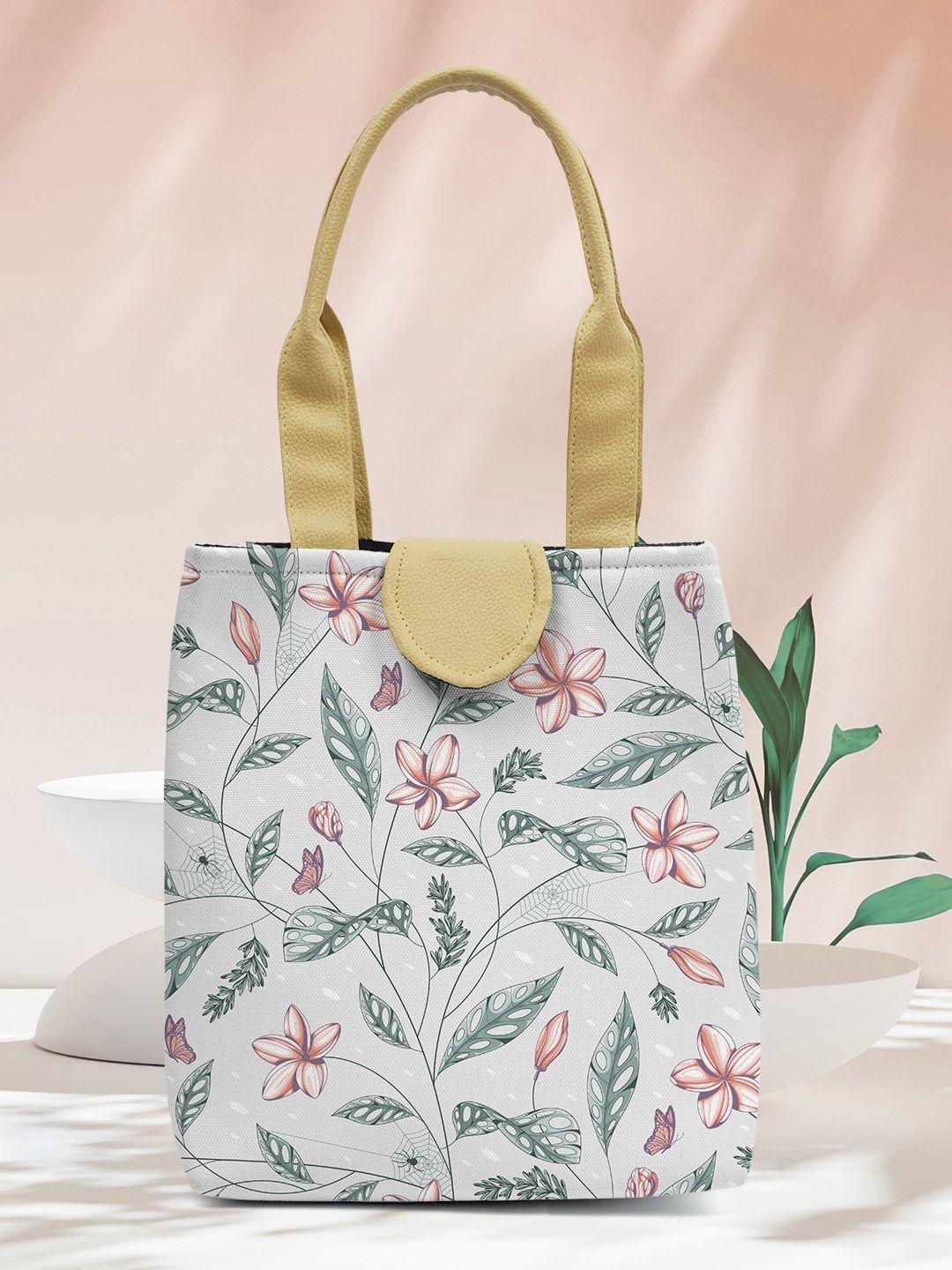 crazy corner floral printed lunch bag with pu handle