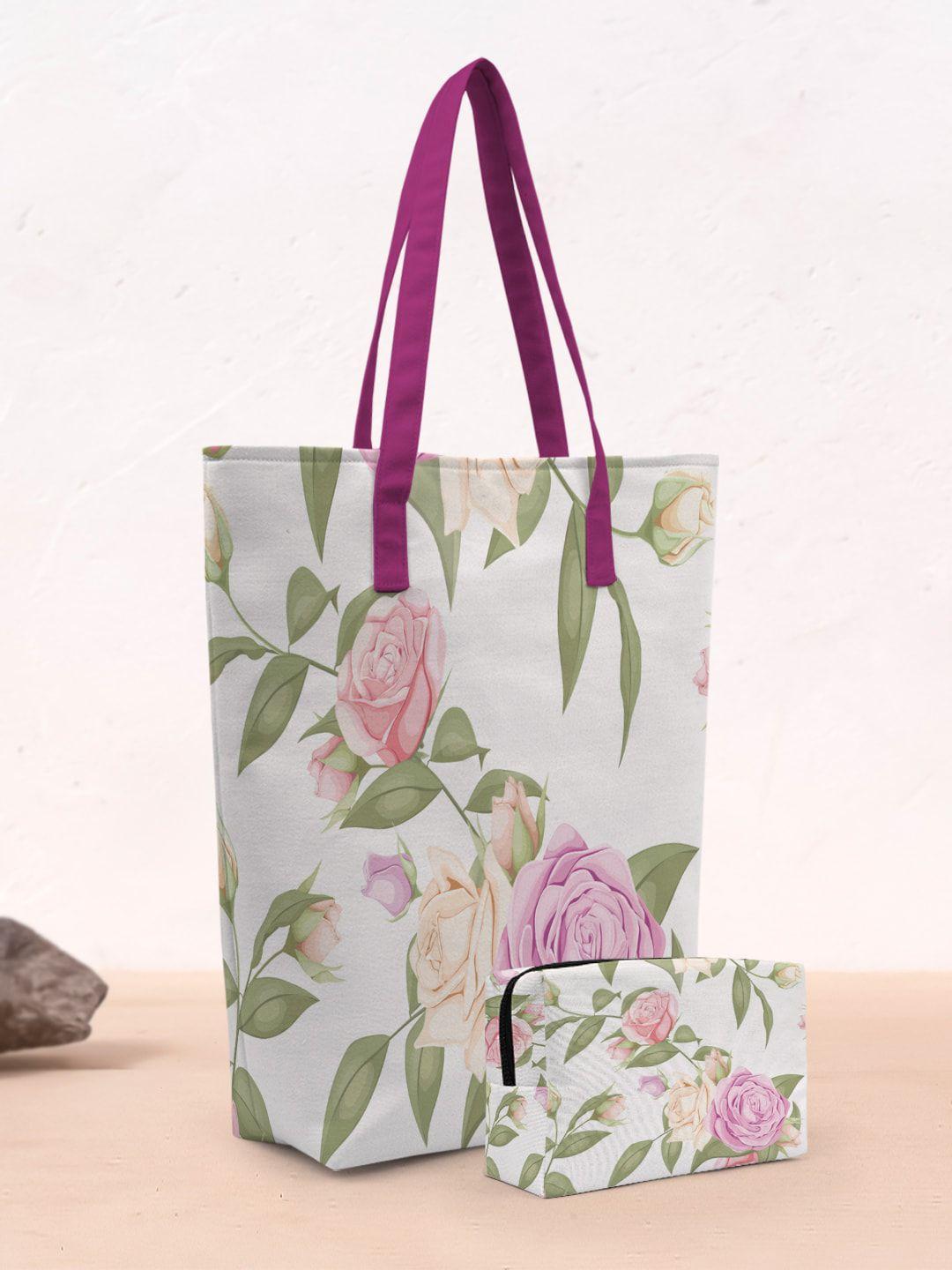 crazy corner floral printed oversized shopper tote bag with makeup pouch