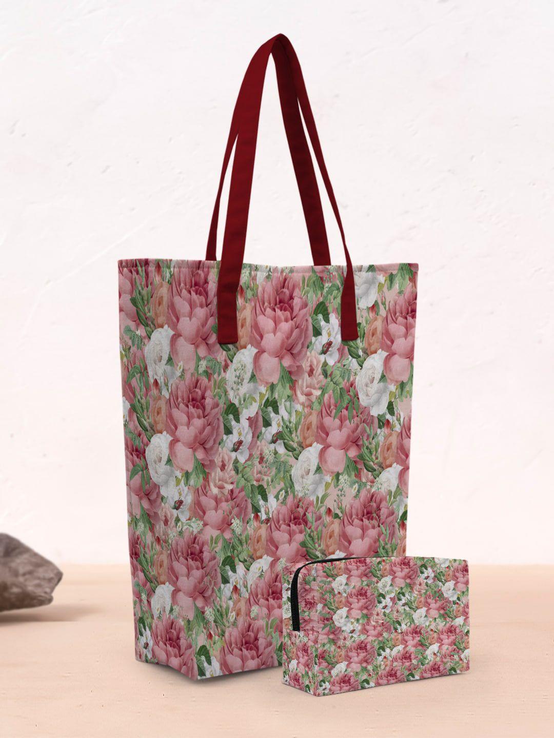 crazy corner floral printed oversized shopper tote bag with makeup pouch