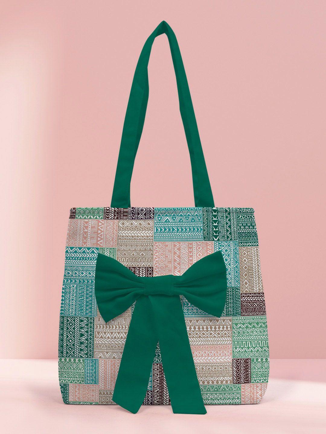 crazy corner geometric printed shopper tote bag with bow