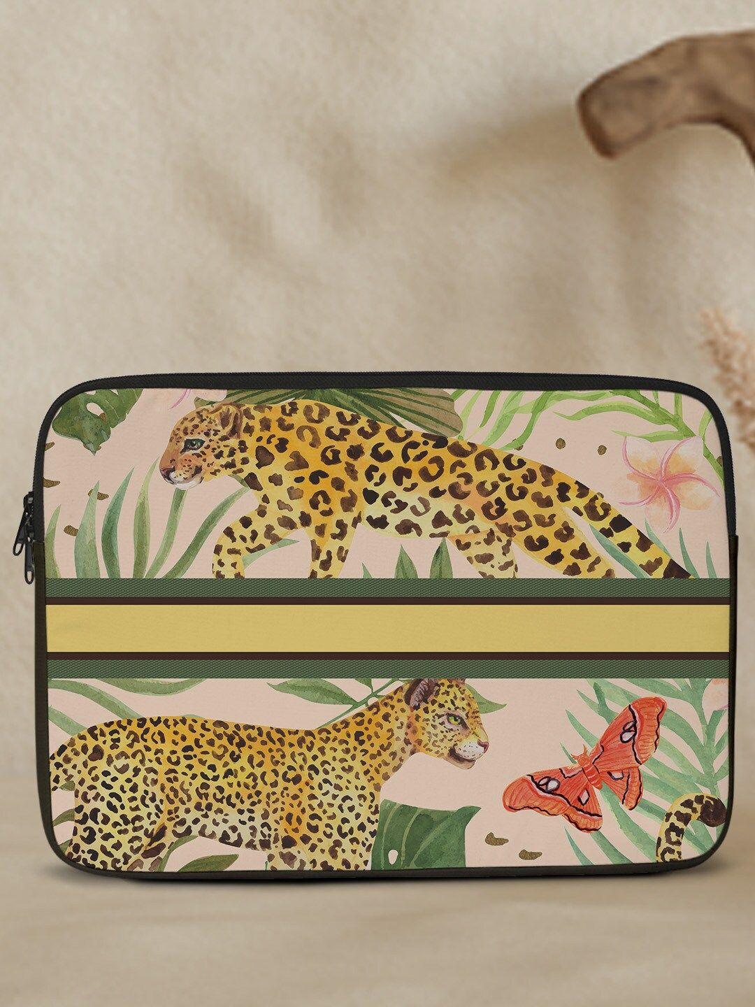 crazy corner leopard printed canvas laptop sleeve