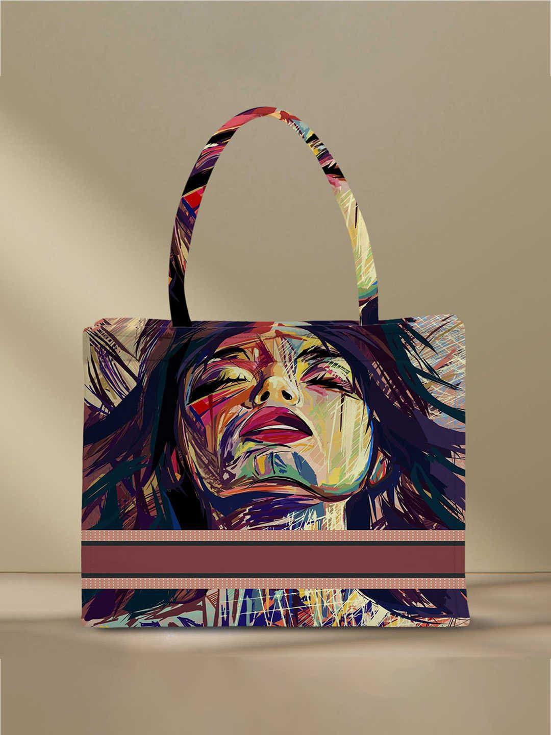 crazy corner multicoloured printed structured handheld bag with tasselled