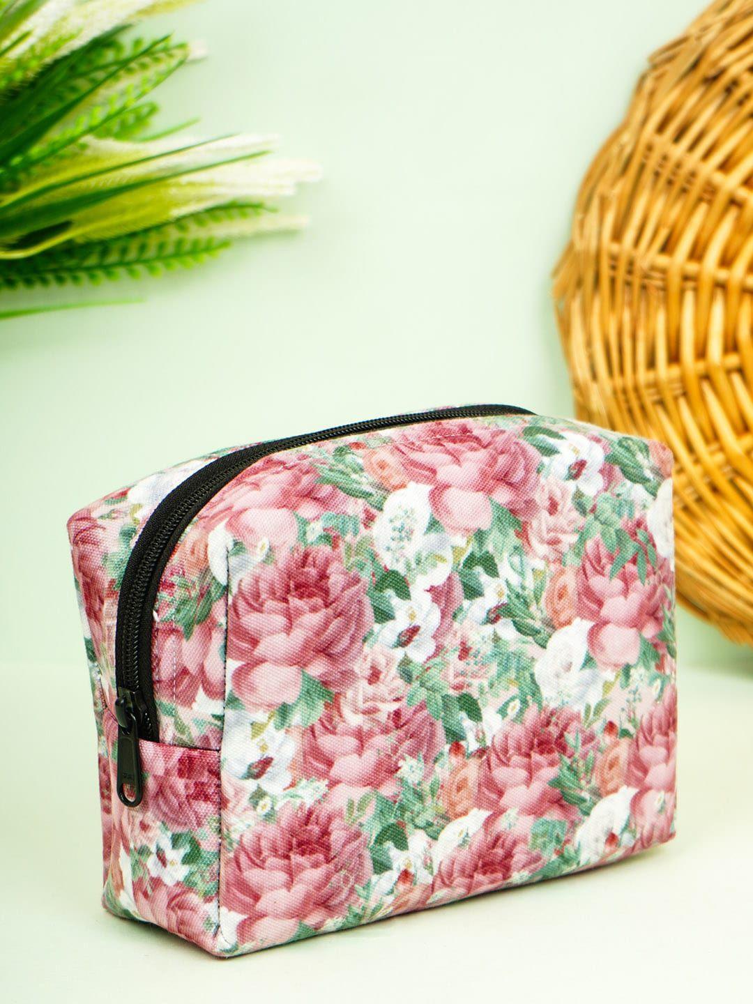 crazy corner pink floral printed travel pouch