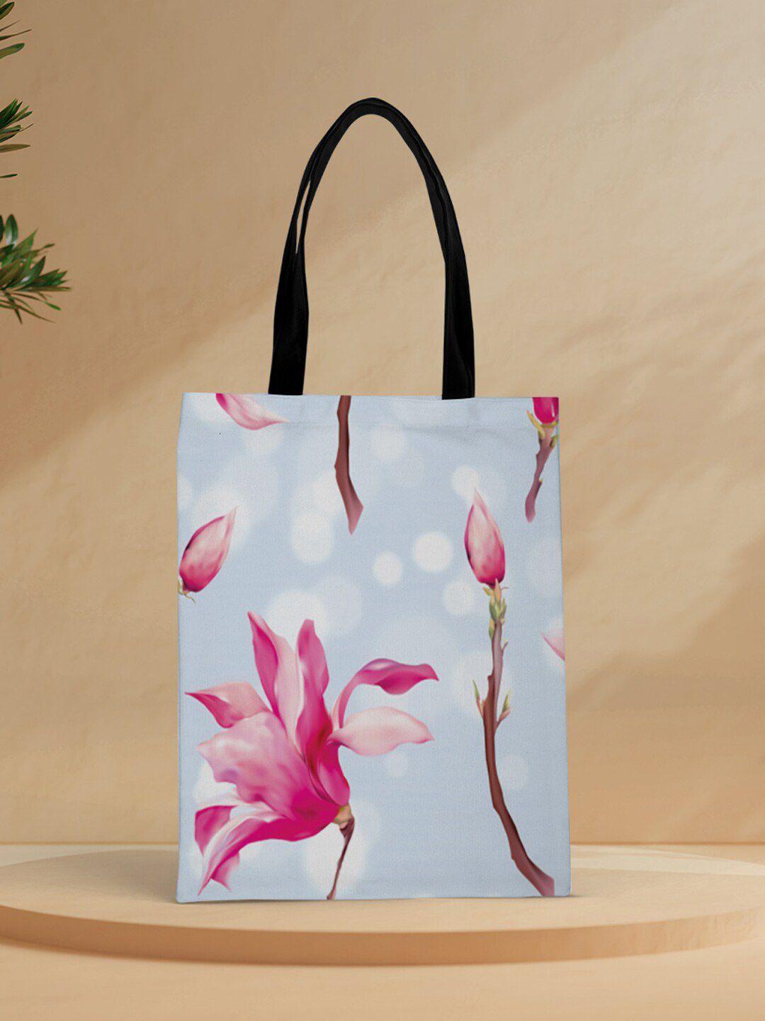 crazy corner women blue & pink floral printed canvas shopper tote bag