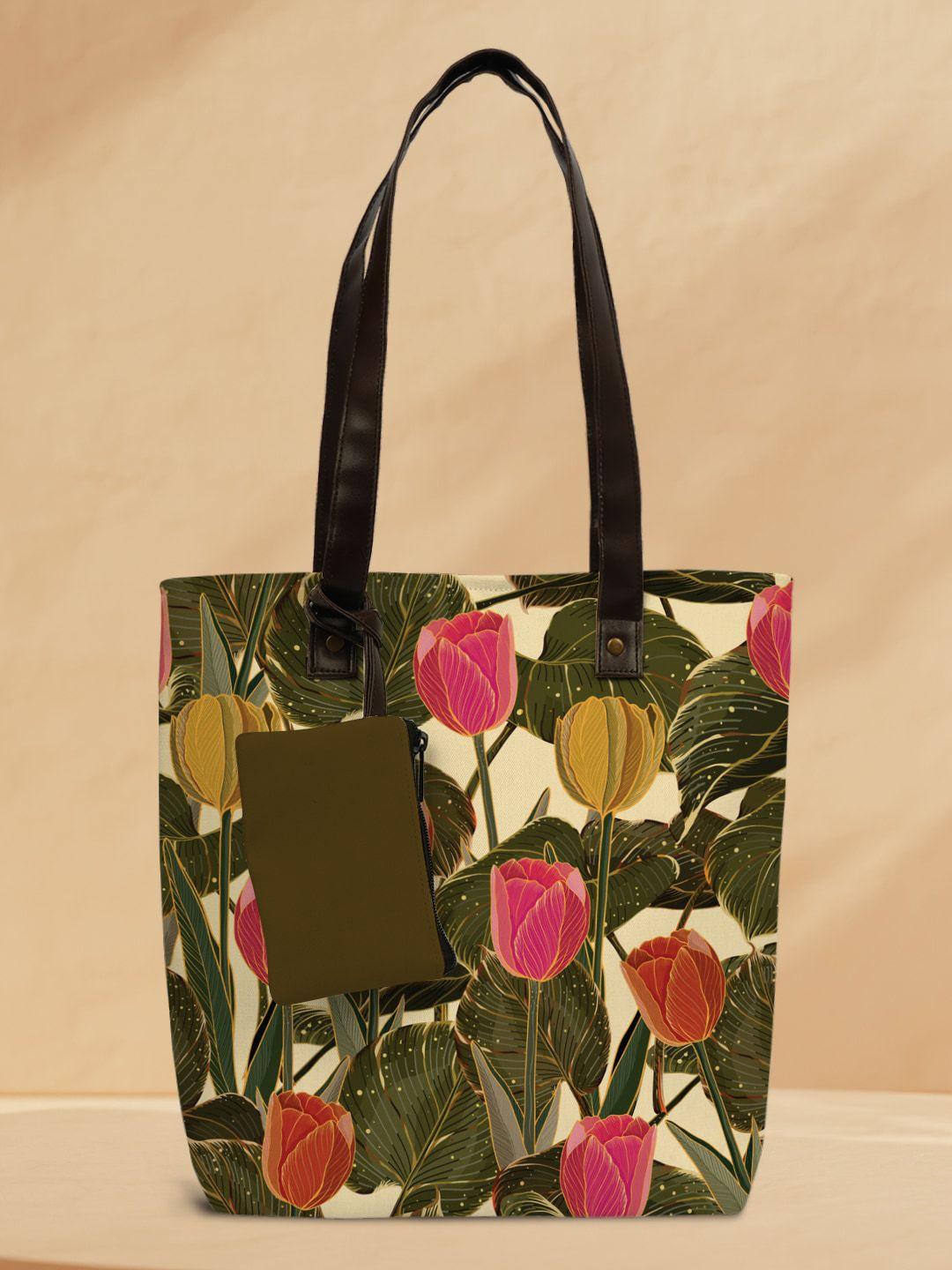 crazy corner women floral printed shopper tote bag with pouch