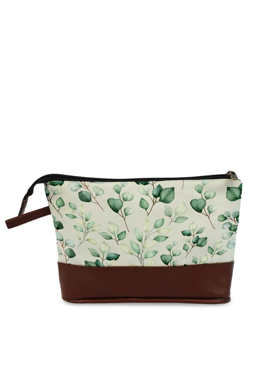 crazy corner women green & white printed travel pouch